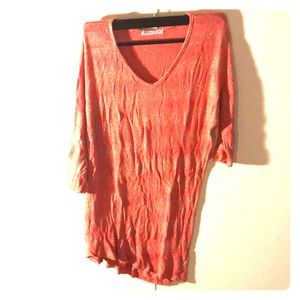 Coral dress with golden strips